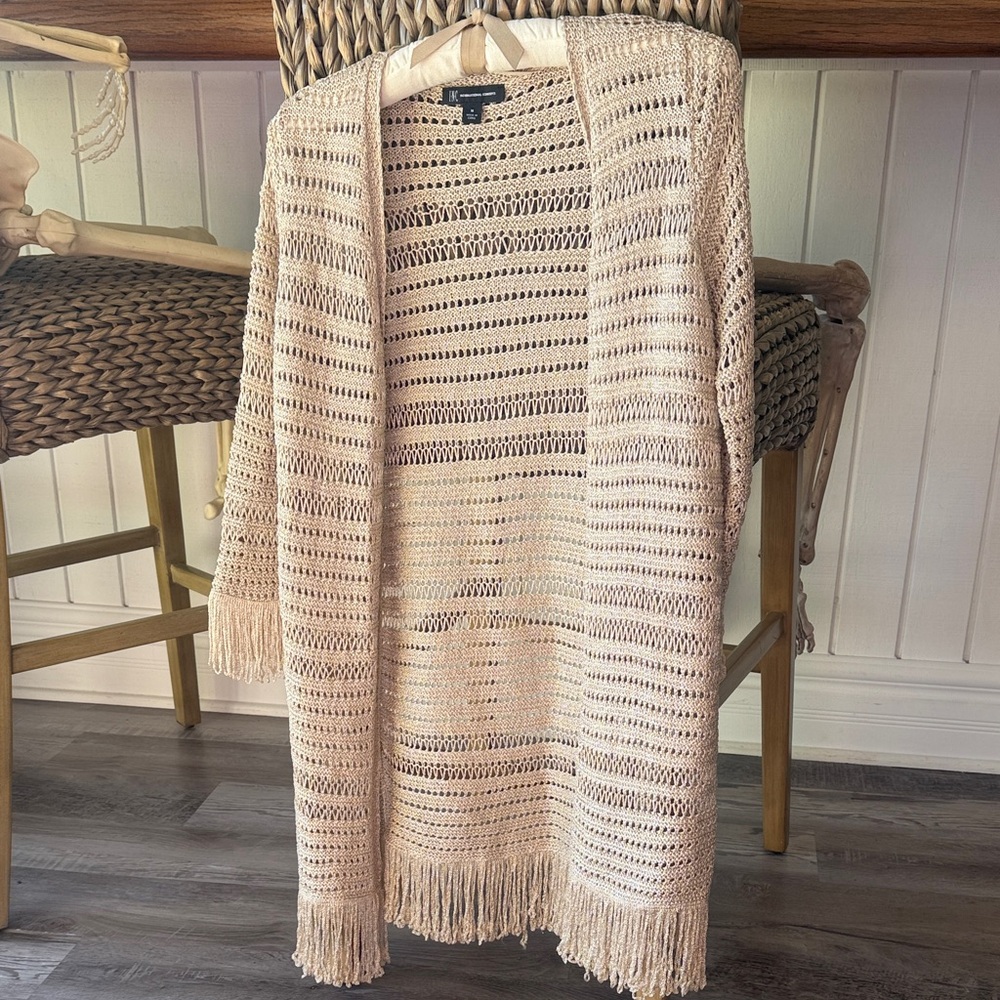 INC Gold Open-Knit Cardigan
